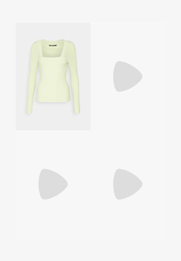 Gina Tricot Tall SQUARENECK - Camiseta de manga larga - lime sherbet; Jeans de mezclilla azul de pierna ancha con una cintura alta, cinco bolsillos y un cierre de botón clásico. La tela tiene una textura suave y ligeramente deslavada.; Botas negras hasta la rodilla de cuero liso con punta cuadrada y tacón cuadrado. Llevadas con una falda de mezclilla gris con dobladillo desflecado.; Pequeño bolso de mano de cuero marrón con asa superior, correa de hombro desmontable y solapa frontal acentuada por un detalle de tira de cuero horizontal.