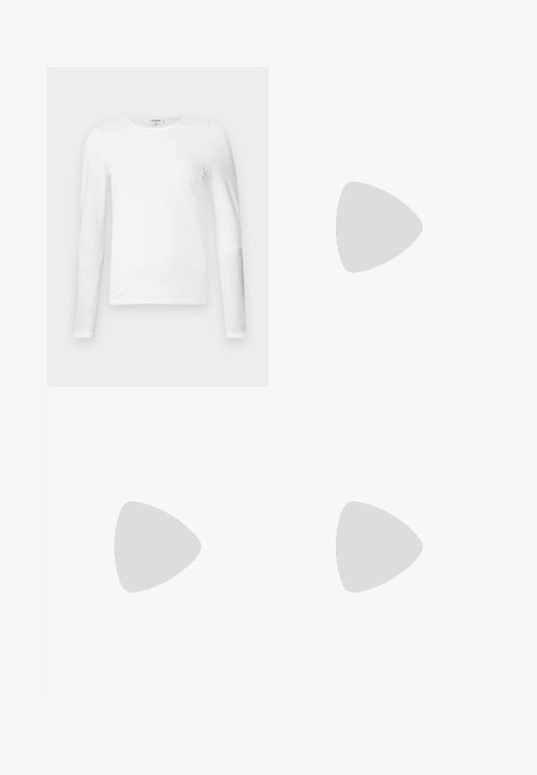 T-shirt blanc à manches longues en coton doux, avec un col rond et une coupe ajustée, présentant des coutures propres et sans motifs visibles.; Pantalons beiges ajustés avec une coupe droite, dotés d'une fermeture éclair à l'avant, d'un bouton unique et de plis délicats marqués sur le devant des jambes.; Ballerines en cuir noir avec un bout rond, texture lisse, détails de couture minimalistes et design de semelle flexible.; Petit sac pochette en cuir bordeaux avec fermoir métallique argenté et bracelet sur fond blanc.