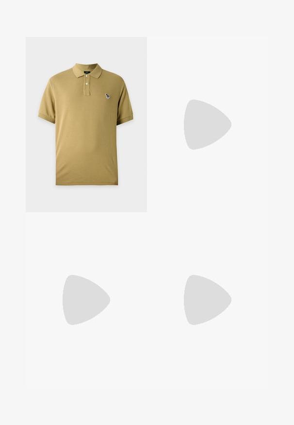 Polo beige de manga corta con dos botones y un pequeño logo de cebra multicolor bordado en el pecho izquierdo.; Chinos de algodón beige con un diseño de pierna recta, con cierre frontal de botón y sutiles detalles de costura. Textura suave y sin patrones.; Zapatilla deportiva de ante marrón oscuro con suela de goma, lengüeta blanca en el talón, diseño con cordones y pequeño detalle multicolor en el lateral de la suela.; Bolso bandolera de piel color canela con correa ajustable y bolsillo vertical con cremallera, mostrado de lado sobre un fondo claro y liso.