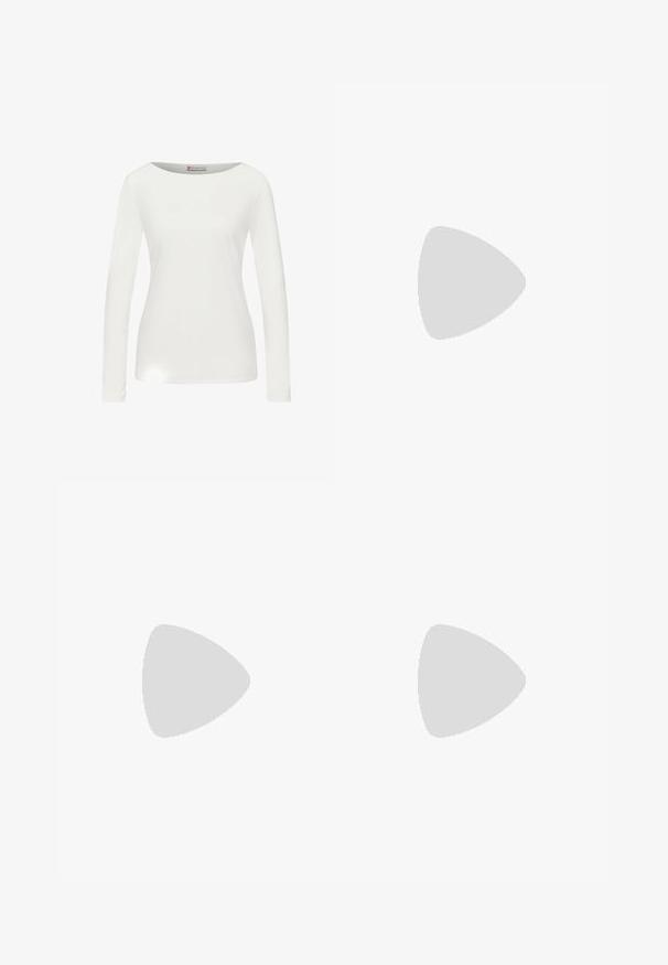 Chemise blanche ajustée pour femme à manches longues avec encolure bateau, en tissu lisse, présentée sur un fond blanc uni.; Pantalon large noir avec un sur-jupe asymétrique nouée à la taille gauche.; Chaussure à talon haut en vernis noir avec un embout pointu et un talon épais, présentant une texture lisse et brillante ainsi qu'un design élégant.; Sac à main en fausse fourrure noire avec une texture douce, une forme arrondie et une bandoulière en cuir noir robuste. Accent en métal argenté visible.