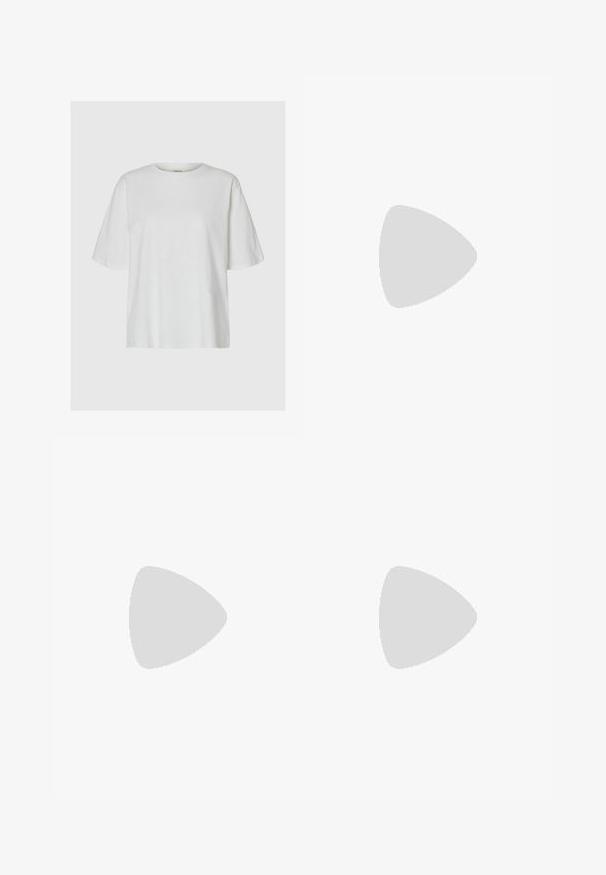 Simpel hvid t-shirt med korte ærmer og rund hals, vist på en grå baggrund uden synlige mønstre eller logoer.; Beige bomuldsshorts med oprevet kant, med en frontknaplukning og syede lommer. Glat tekstur med minimal dekoration.; Brun læder slidesandal med krydsstropdesign. Flad sål med en glat finish og minimalistisk stil. Ingen synlige beslag eller accenter.; Rektangulære skildpadde-solbriller med brune tonede linser og en tyk ramme.