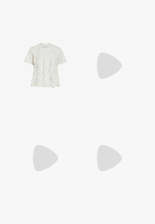 Witte blouse met korte mouwen, ronde hals en verticale vallende ruches aan de voorkant en zijkanten.; Lichtblauwe, hoog getailleerde skinny jeans met versleten plekken op de voorste dijen en zakken, knoop- en ritssluiting.; Witte sneaker met een grijze leren neus en een glinsterende bordeauxrode hielaccent. Voorzien van platte veters en een minimalistisch ontwerp.; Breil FLOW - Oorbellen - silver-coloured