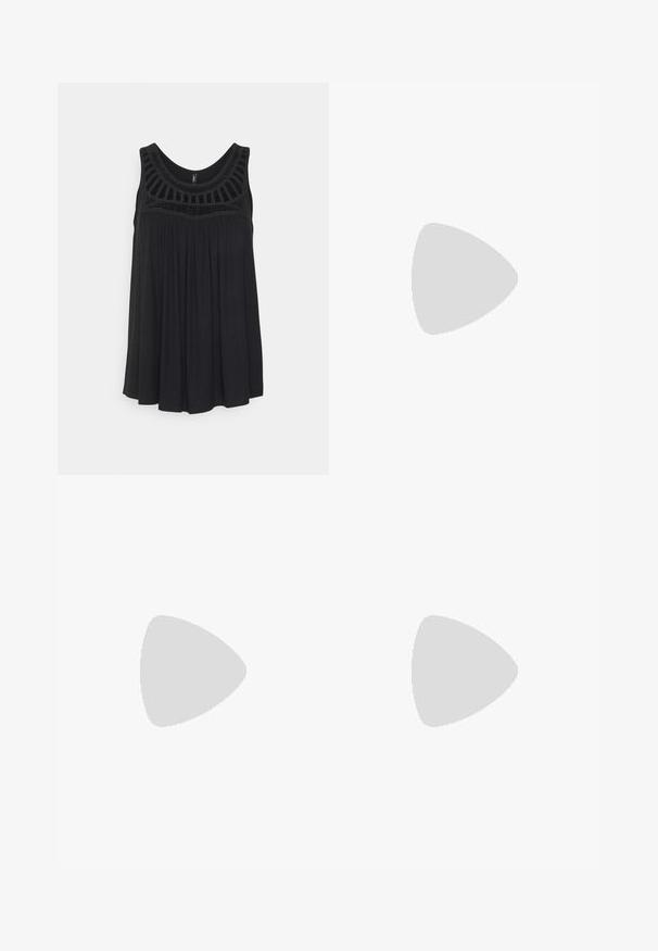 ONLY ONLLINE CROCHET - Topp - black; Vero Moda Petite VMEASY SKIRT - A-lõikeline seelik - black; Mustad musta värvi siseriiete sandaalid, millel on kaks reguleeritavat klambrid, tekstuuriga rihm ja paks tald. Küljele on peale pruugitud "BUFFALO".; Mustad mustakate silmade prillid, millel on matt viimistlus, hallist toonitud läätsed, teravad nurgad ja stiilsed küljed. Brändi nimi on nähtav siseküljel.