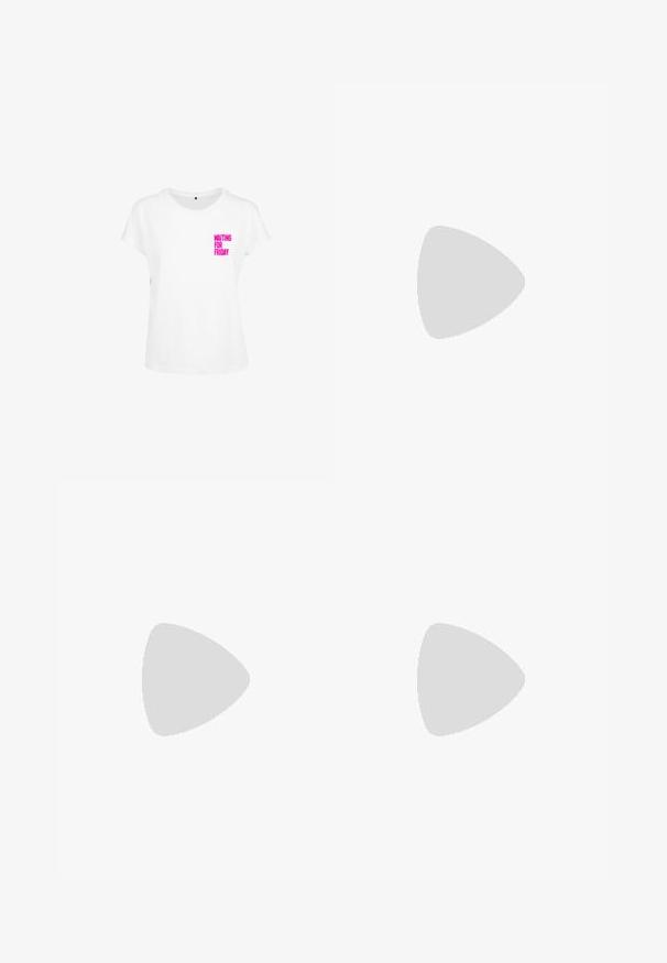 Hvid bomulds t-shirt med korte ærmer, der har klar pink tekst "VENTER PÅ FREDAG" på venstre brystområde. Rund halsudskæring.; Lyserøde og hvide stribede shorts lavet af blødt stof. Har et tætsiddende design og en glat talje med ingen ekstra detaljer eller hardware.; Hvid Converse Chuck Taylor All Star højt snøresko med sorte striber og logoemblem på siden, vist mod en ensfarvet hvid baggrund.; Sølvfarvede hoop øreringe med en glat, rund form og en poleret overflade. Begge øreringe er i samme størrelse og har en sikker lukke mekanisme.