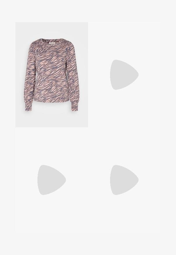 Thought NIKINI - Langærmet T-shirt - multi; Plisseret midiskørt i blød mauve med en glat satin-linning. Letvægts, flydende materiale med lodrette striber og gennemsigtige lag.; Call it Spring DIANAH  - Sandaler - other beige; Øreringe i gulddetail, hver med en lille, glat hjerteformet vedhæng hængende nederst.