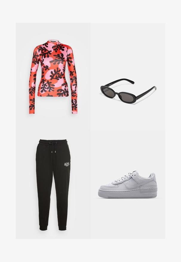 Monki Langærmet T-shirt - red/pink/multi-coloured; Von Dutch ELLIS - Træningsbukser - black; Grå Nike Air Force 1 sneakers med perforeret tå, glat læderoverdel, tyk sål og præget 'AIR' detalje på hælen.; Even&Odd Solbriller - black