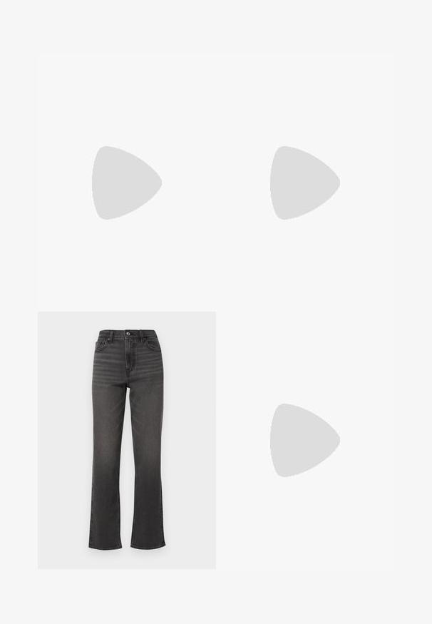 GAP TEE - Μπλουζάκι με στάμπα - desert sage; Ψηλόμεσα, ίσια τζην παντελόνια σε σκούρο γκρι τζιν με ελαφρές φθορές, μπροστινές τσέπες και κλείσιμο με έναν μόνο κουμπί. Καθαρός, μινιμαλιστικός σχεδιασμός.; Μαύρο σουέτ sneaker με λευκές λεπτομέρειες και κορδόνια, με παχύ λευκό πάτο και αντίθετη ραφή, συνοδευόμενο από λευκή κάλτσα.; Μαύρα, γωνιώδη γυαλιά ηλίου με γκρι φακούς; κατασκευασμένα από πλαστικό, με χοντρές βραχίονες με λεία επιφάνεια και χωρίς ορατό μηχανισμό.