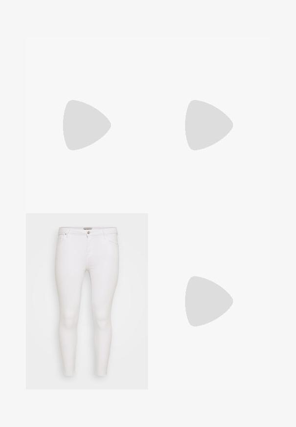 Blå kortærmet T-shirt med et stort hvidt zebra-bladtryk foran. Glat stof med en afslappet pasform og V-hals-design.; Hvide skinny jeans lavet af denim med en glat overflade. Har et standard fem-lomme design og metalknaplukning.; Sølvfarvet sandal med tynde stropper og en slank hæl, lavet af skinnende materiale, åben tå og en justerbar ankelrem.; Hvid taske i faux læder med en struktureret trekantet form, enkelt justerbart skulderstrop og en flaplås med kurver.