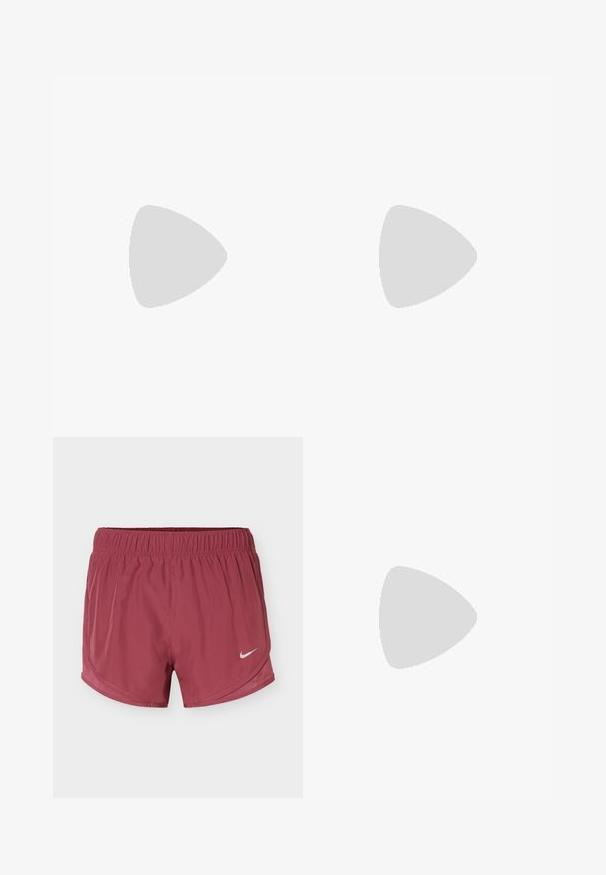 Μαύρο αμάνικο καλοκαιρινό αθλητικό τοπ Nike Dri-FIT με στρογγυλή λαιμόκοψη και διακριτικά λογότυπα Nike στο στήθος και στο γιακά.; Μαρουόν σορτς τρεξίματος Nike με ελαστική μέση και λευκό λογότυπο Nike swoosh στο δεξί πόδι σε μονόχρωμο φόντο.; Κόκκινο αθλητικό παπούτσι Nike με λευκό σήμα, στον αέρα πάνω από άσφαλτο με λευκές λωρίδες δρόμου, με μικρά συντρίμμια να αιωρούνται κοντά.; Μαύρα γάντια γυμναστικής χωρίς δάχτυλα κατασκευασμένα από αναπνεύσιμο ύφασμα, με λευκό λογότυπο Nike, μαξιλαρωμένα παλάμες και ανοιχτό σχέδιο καρπού για ευελιξία.