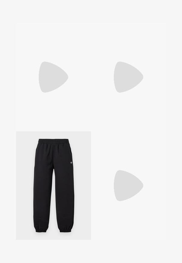 Top corto de manga larga en tejido verde claro texturizado con escote barco y silueta ligeramente entallada. Sin patrones ni acentos visibles.; Pantalones de entrenamiento Adidas negros con cintura y puños elásticos, con un pequeño logo blanco de Adidas en la parte superior del muslo izquierdo.; Zapatilla de cuero beige con detalles en rosa, que presenta tres franjas laterales, una puntera redondeada y una suela de goma texturizada. Cuello ligeramente acolchado.; Bolso negro hecho de tela suave y lisa. Presenta un asa fruncida y cierre con cordón, con forma rectangular y sin herrajes visibles.
