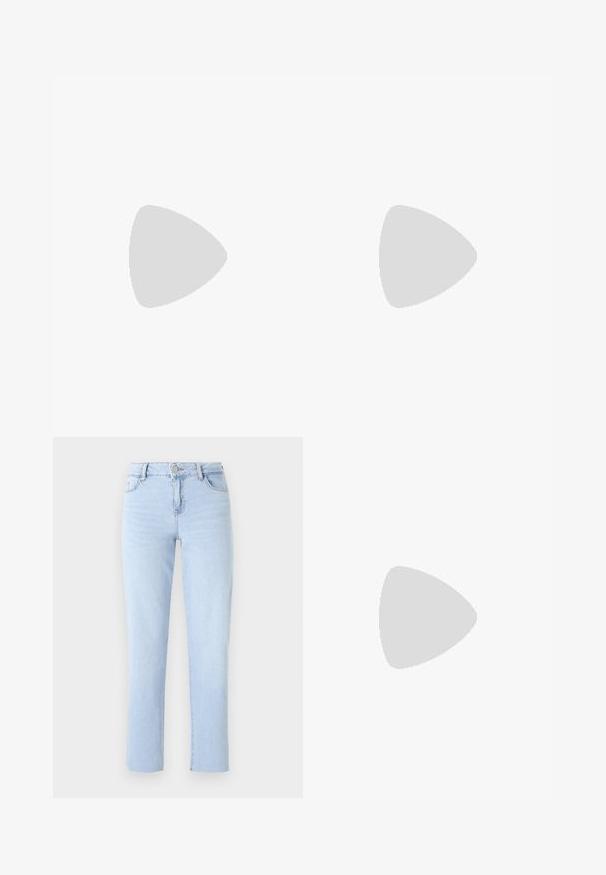 T-shirt vert clair au fit décontracté, à manches courtes retroussées et à encolure ronde. Texture douce et lisse avec un design légèrement ample.; Jean droit bleu clair en denim, avec une taille standard, cinq poches et des détails de couture subtils.; Simmi London DALA - Escarpins - black; Sac à main en cuir synthétique blanc avec une forme triangulaire structurée, une bandoulière unique réglable et un rabat à courbes accentuées.
