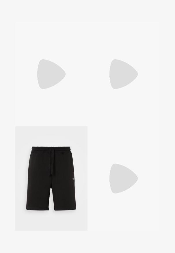T-shirt en coton noir avec col rond, manches courtes et un petit logo doré sur la poitrine gauche. Texture lisse et design simple.; Shorts en coton noir avec une taille élastique et un cordon de serrage. Dotés de poches latérales et d'un petit logo à l'avant. Texture lisse.; Sneaker blanche avec une finition en cuir lisse, bout rond, quatre œillets, perforations subtiles et un détail de logo rouge sur le côté.; BOSS OWAN - Bracelet - black