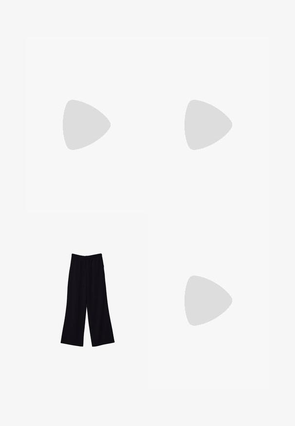 Débardeur noir en coton, avec un col rond et des emmanchures larges. Texture lisse avec des ourlets cousus. Design classique et minimaliste.; Pantalons larges noirs avec taille élastique et cordon de serrage. Tissu lisse avec une coupe décontractée et sans motifs ni éléments métalliques visibles.; Sneakers en suede noir avec trois bandes blanches, logo doré et semelle en caoutchouc marron. Présente un design à lacets à profil bas.; Sac fourre-tout en cuir noir avec une texture lisse, un haut arrondi doux et de larges poignées. Présente une couture minimale et une silhouette décontractée.