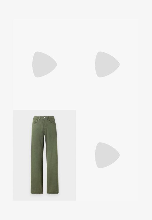 T-shirt homme vert olive à col rond, manches courtes et logo surélevé "BOSS" sur la poitrine.; Jean large coupe olive en coton avec une texture lisse. Comprend cinq poches et une fermeture par bouton métallique.; Baskets en toile beige avec bout arrondi, semelle en caoutchouc plate et lacets à l'avant. Présente un design minimaliste et un accent noir contrastant au niveau du talon.; Sac bandoulière compact noir avec poche zippée à l'avant, sangle réglable et tissu texturé sur fond uni.
