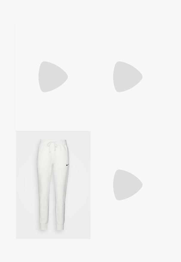 Beež pikatuga polo särk, mis on valmistatud puuvillast, millel on krae, kolm nööpi ja tagasihoidlik must Nike'i sisu logo.; Valged puuvillased spordipüksid elastse vöökoha, nööridega ja musta Nike logo vasakul küljel. Sobiv reguleeritud otstest pahkluudes.; Valged Nike Air Max 90 sneaksid, millel on silmade ja nahast pealispind, nähtava õhuüksusega, koos valgete soonikute sokkidega musta logoga.; Kuldne metallist prillid ovaalsete läätsede, kitsaste sanga ja selgete nina padjadega. Omab tagasihoidlikke hinge aktsente ja läbipaistvaid läätsi.