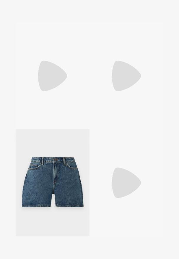 Gul bomulds T-shirt med illustrationer af sorte katte og teksten: "Ja, jeg kigger på KATALOGEN nu...". Rund hals, korte ærmer.; Blå denimshorts med forreste knap, lynlås, bæltestropper og forlommer på en ensartet hvid baggrund.; RAID RIMSKY - Højhælede støvler - brown; Brun flettet læder skuldertaske med en enkelt bred strop og en slasket, halvmåneformet krop.