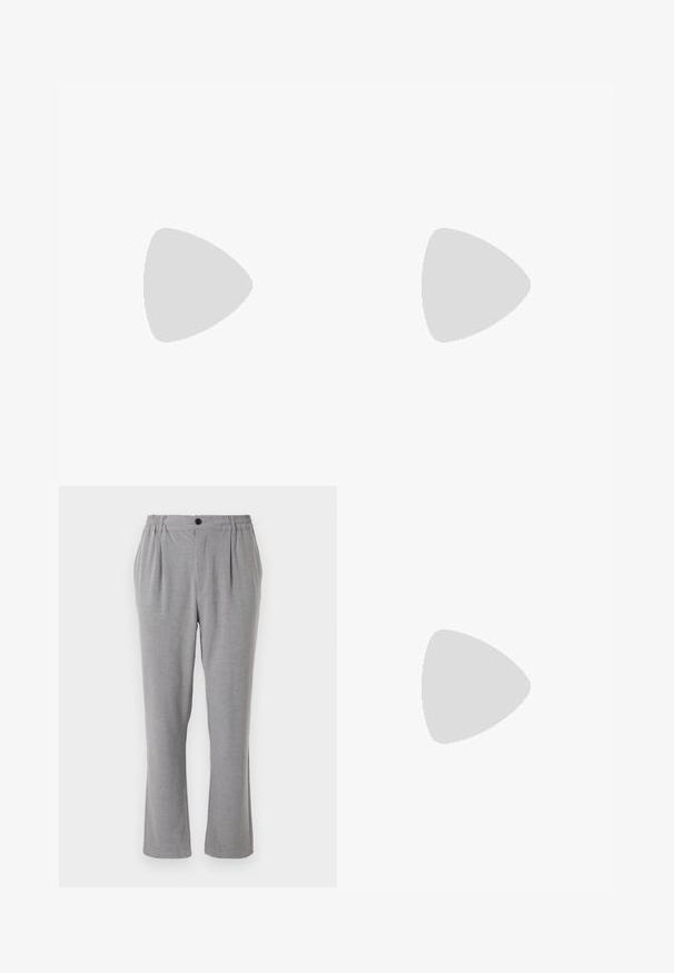 Olijf groene polo shirt van katoen, met een drieknops sluiting, korte mouwen en een klein logo op de borst.; Grijze broek van een gestructureerde stof, met een knoopsluiting en een elastische taille. Recht model met zijvouwen.; Zwarte leren loafer met grijs riemdetailelement, lage hak en gestructureerde zool, aan de zijkant gebrandmerkt met "HUGO" in goud.; Zwarte leren schoudertas met een soepele structuur, een voorklep, zilveren logoaccent en een verstelbare stoffen schouderband.