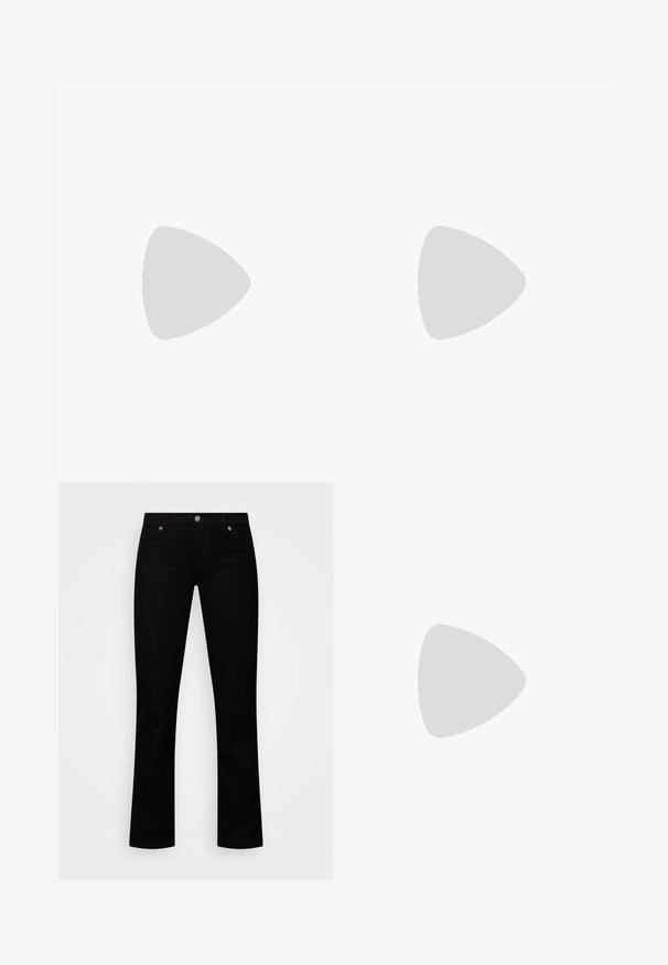 T-shirt en coton noir avec des manches courtes, un col rond, des graphismes imprimés incluant du texte et des motifs lunaires sur le devant et les manches.; Jean noir droit avec poches avant, passants de ceinture et fermeture par bouton sur fond blanc.; Baskets en cuir noir avec boîte à orteils perforée, lacets plats et semelle en caoutchouc. Présente un petit logo sur le côté et des détails texturés.; Lunettes de soleil en métal noir avec des verres ronds, teintés foncés, branches fines et plaquettes de nez réglables, arborant un design minimaliste sans logo visible.