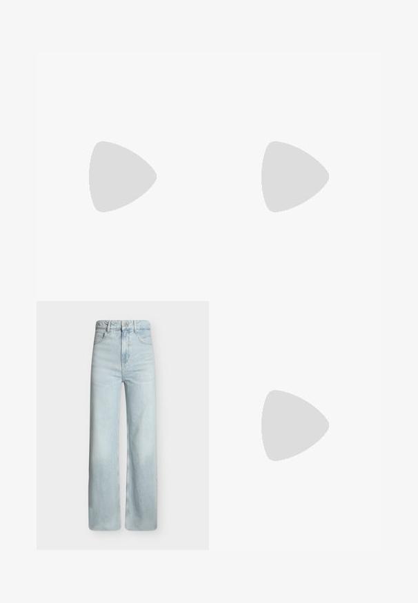 T-shirt blanc à manches courtes avec col rond et petit graphique pastel sur le côté gauche de la poitrine montrant un visage souriant et les mots « Future », « Home » et « Love ».; Jean bleu clair taille haute à jambes larges avec poches à l'avant, passants de ceinture et fermeture par bouton métallique sur fond uni.; Ballerines en cuir noir avec un bout arrondi et des coutures minimales. Talon bas et rectangulaire avec une texture lisse. Détails subtils de doublure intérieure.; Sac à épaule en cuir rouge avec fermeture éclair dorée et sangle réglable, logo Calvin Klein centré à l'avant.