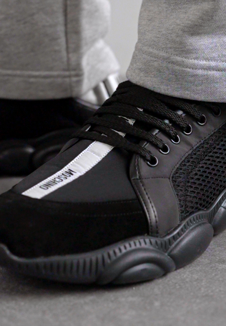 thumbnail image 2 of Moschino Women's Leather Sneakers In Black | ModeSens 2 of 10