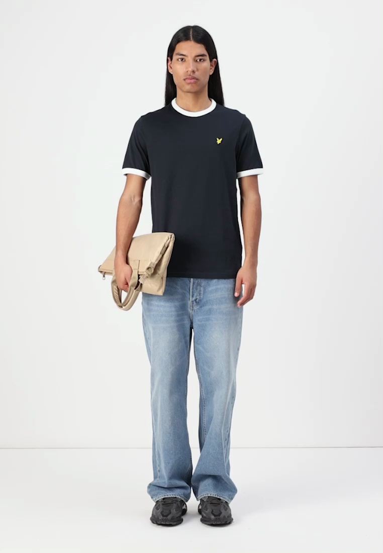 Ringer Basic Lyle & Scott RINGER - Basic T-shirt - dark navy/white/dark blue - Zalando