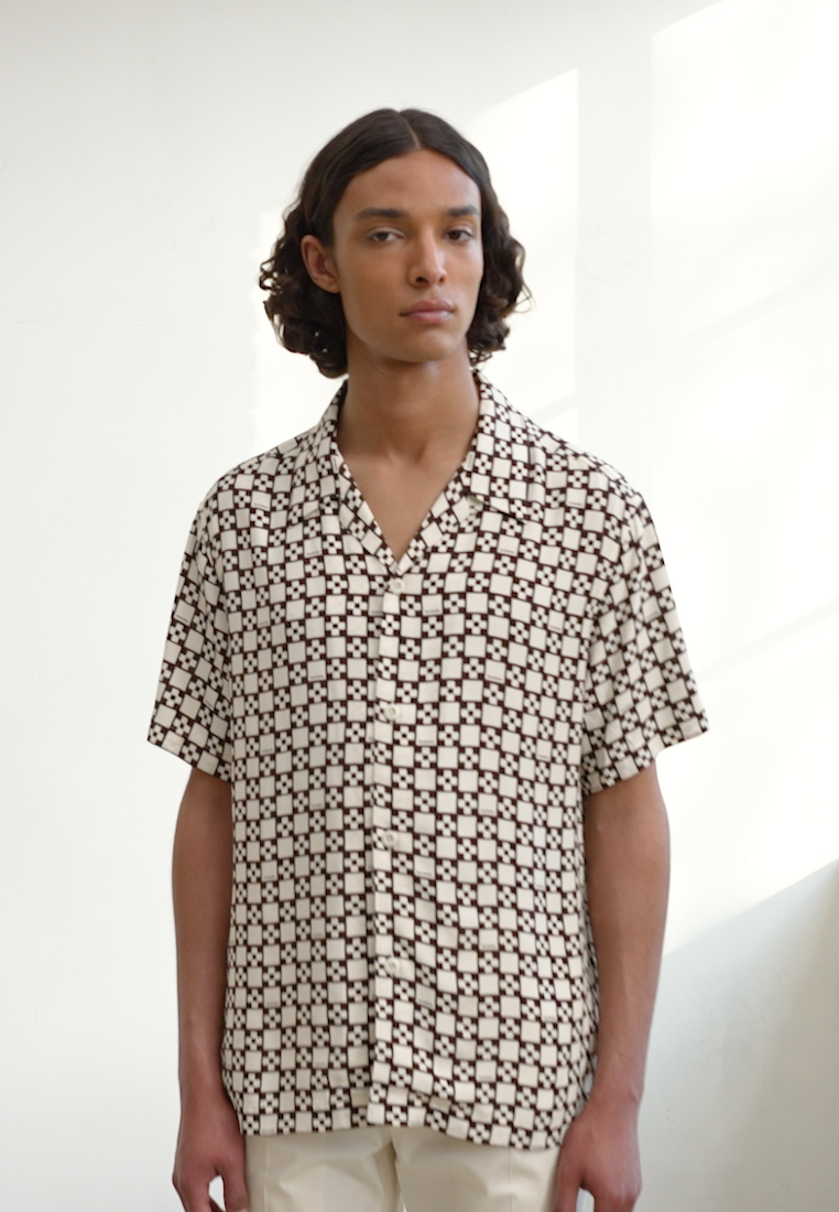 sandro CROSS - Overhemd - creme/bruin - Zalando.nl