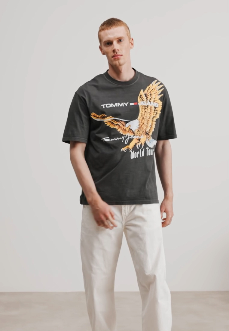 Tommy Jeans VINTAGE TEE EAGLE TEE UNISEX TShirt print new charcoal