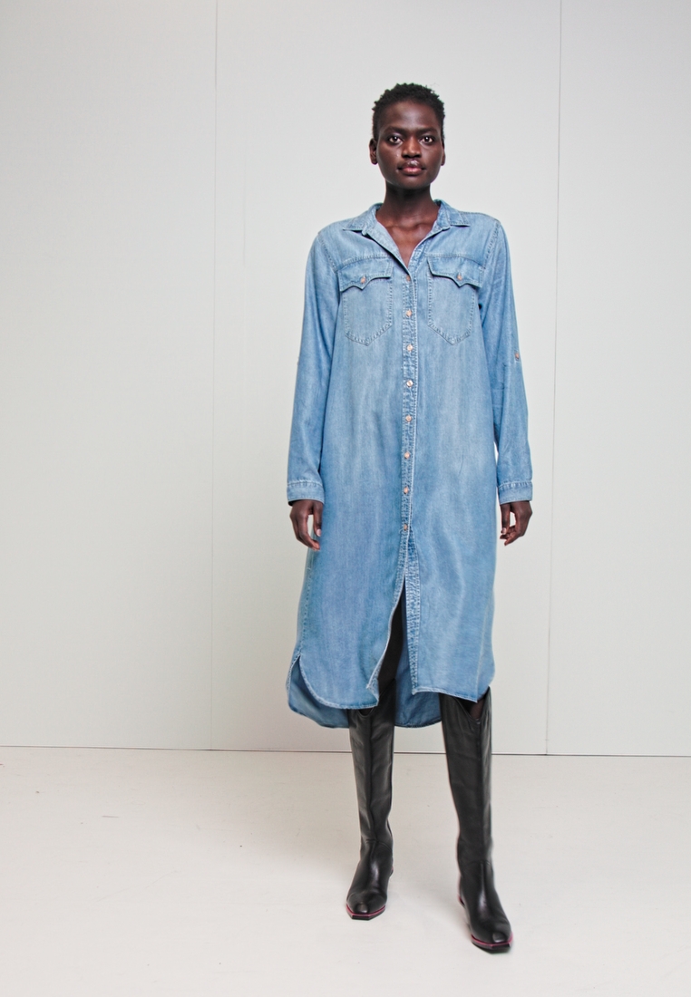 True Religion UNTILITY DRESS SAND BLEACH Spijkerjurk blue denim