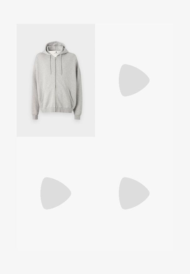 Harmaa vetoketjullinen huppari, joka on valmistettu pehmeästä kankaasta; siinä on huppu, kaksi etutaskua, täysi vetoketju ja joustavat hihansuut.; Michael Kors STRIPE UNISEX - Paitapusero - black/white; Harmaat farkut, joissa on suora lahje, viisi taskua ja nappikiinnitys vyötäröllä. Hieman kulunut tekstuuri koko pitkän matkalta.; Harmaat lenkkarit, joissa on yhdistelmä sileitä ja reikiä. Pyöreä kärki, harmaa kumipohja ja metalliset nauha-aukot. Yhdistetty vaaleansinsisiin farkkuihin.; Mustan nahkarepun rakenteellinen muotoilu, taitettava yläosa, yksittäinen solki, sivutaskut ja kuvioitu kankaan yksityiskohta pohjassa.