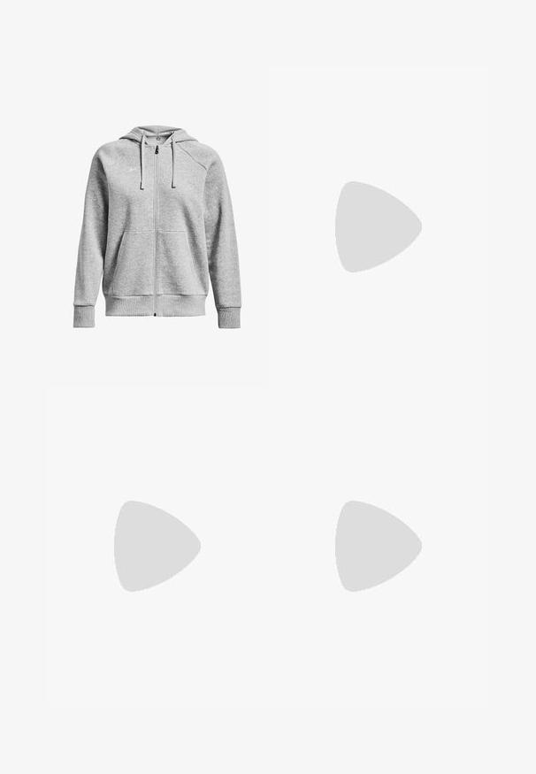 Under Armour RIVAL FLEECE - Mikina na zip - mod gray light heather   white; Šedé zkrácené tričko vyrobené z bavlny, s kulatým výstřihem a krátkými rukávy, na přední straně s bílým potiskem textu a loga "Reebok".; Černé tepláky vyrobené z měkké bavlněné směsi, s elastickým pasem na šňůrku, žebrovanými manžetami a malým bílým logem na levé straně.; Bílé sportovní boty s síťovaným svrškem, vybavené polstrovaným límcem, texturovanou podrážkou a logem "Fresh Foam" na mezipodešvi.