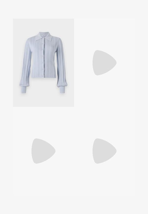 Filippa K BRAID CARDIGAN - Cardigan - mist blue; Tiger of Sweden RAYER - Top - soft white; Filippa K DARCEY  - Bukser - coral blue; MICHAEL Michael Kors BERKELY MID - Plateausandaler - luggage