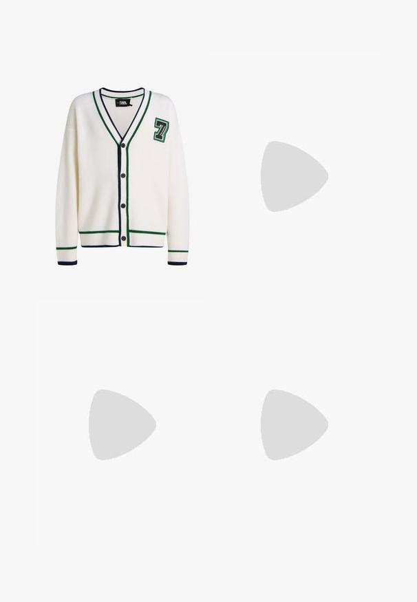 KARL LAGERFELD Cardigan - pristine; Set di tre T-shirt a maniche corte in bianco, nero e grigio; realizzate in cotone con un classico collo a giro e una vestibilità comoda.; Nike Sportswear CLUB - Pantaloni sportivi - dark grey heather; New Balance 9060 UNISEX - Sneakers basse - moonrock