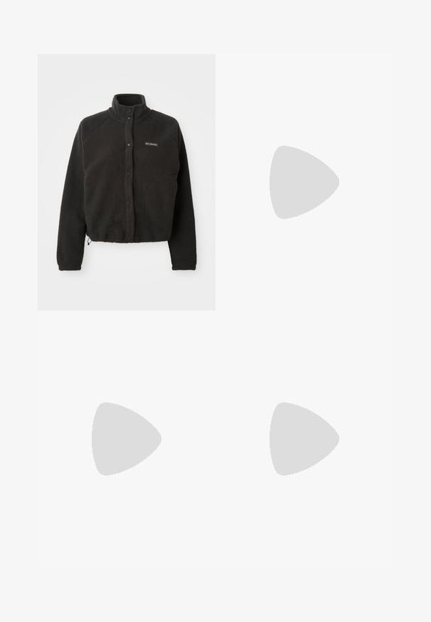 Black fleece jacket with a high collar, snap buttons, and textured fabric. Features raglan sleeves and an adjustable hem for a snug fit.; Black cotton t-shirt with short sleeves, round neckline, features a white Adidas logo on the chest. Simple design, relaxed fit.; Black wide-leg sweatpants made from soft fabric, featuring an elastic waistband and a small logo on the left side.; Black sneakers with a sleek design, featuring three white stripes, a black tongue, and a textured brown rubber sole. Accents of gold lettering.