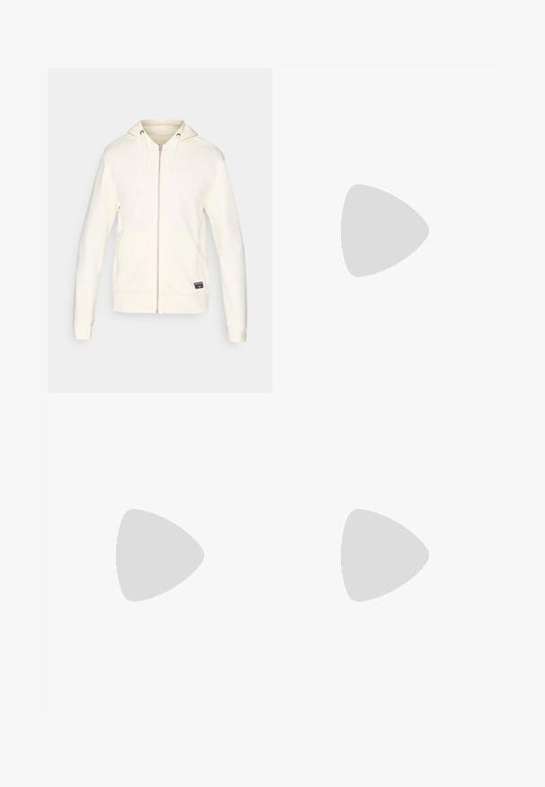 Balta zip-up džemperis su nuleidžiamu gobtuvu, raštuotomis rankovėmis ir apačia, bei šoninėmis kišenėmis. Lygi tekstūra su maža logotipų etikete priekyje.; Juodas medvilninis marškinėliai su apvaliu kaklu, trumpomis rankovėmis ir mažu žaliu krokodilo logotipu kairėje krūtinės pusėje. Lygi tekstūra, kasdieniškas dizainas.; Baltos sportinės kelnės su elastinga juosmena, turinčios juodas šonines juosteles ir rankogalius. Pagamintos iš minkštos medžiagos su lygia tekstūra.; Juodas sportinis batelis su tekstūruota viršutine dalimi, trimis horizontaliomis juostelėmis ir baltu padu su raštuotu protektoriumi. Lengvas ir aerodinamiškas dizainas.