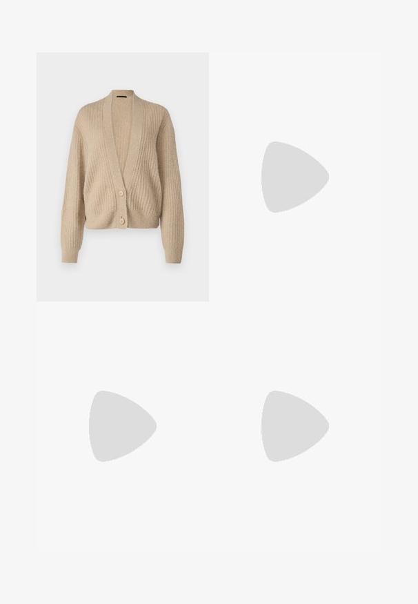 DRYKORN COOPIE - Cardigan - light brown; Calvin Klein SMOOTH V NECK TEE - Basic T-shirt - black; DRYKORN BROAD - Trousers - black; Calvin Klein High heeled sandals - black