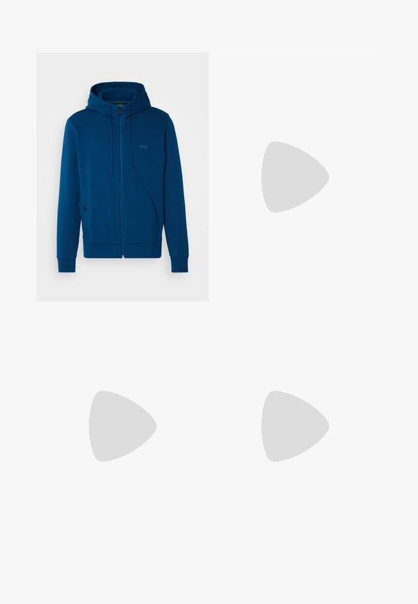 BOSS SAGGY - Užtrauktuku užsegamas treningas - open blue; BOSS TEE - Paprasti marškinėliai - open white; Bežinės medvilninės kelnės su tiesiu kirpimu, turinčios mygtuko uždarymą ir priekyje raukšles papildomai dekoratyviam akcentui.; Baltas ir šviesiai bežinis sportinis kedas, su tinklo viršumi, perforuotais detalėmis ir tekstūruotu tarpine su logotipu ant kulno.