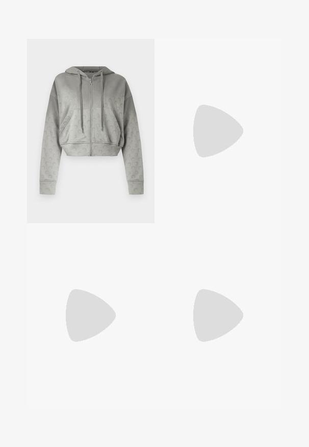 Gray cropped hoodie with a zip front, featuring a soft texture and subtle repeated logo pattern on sleeves and body. It has a drawstring hood.; Black short-sleeve t-shirt made of cotton, featuring a crew neckline and a small logo on the left chest. Smooth texture and relaxed fit.; Black flared jeans made of denim, featuring two front pockets, a button closure, and a smooth texture. Signature stitching visible at seams.; Paul Smith TOPANGA - Ballet pumps - black; Black leather handbag with a curved design, featuring silver studs, a buckle, and two side pockets. Adjustable strap for carrying options.