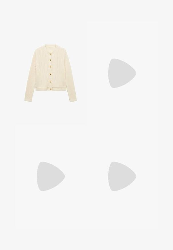 Cardigan en tricot crème avec une texture côtelée, présentant des manches longues et six boutons dorés sur le devant. Design court avec un col rond.; Even&Odd by Zalando 2 PACK - Débardeur - black/white; Pantalons larges noirs en tissu léger, avec une fermeture à bouton à l'avant et un devant plat, dotés d'ourlets soigneusement cousus.; adidas Originals SAMBA OG UNISEX - Baskets basses - footwear white/core black/granit