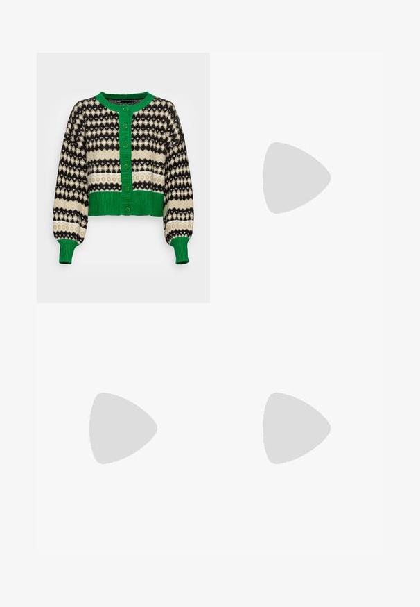 ONLY ONLMADEA  - Cardigan - green bee pattern/slate green/black; T-shirt nera in cotone con maniche corte, caratterizzata da una piccola grafica di una farfalla rosa sul lato sinistro del petto. Design a girocollo con una vestibilità rilassata.; Jeans in denim neri a vita alta con un taglio a gamba larga, design a cinque tasche e cuciture visibili. Il tessuto ha una finitura liscia e leggermente tessurizzata.; Sandali con tacco in vernice nera, con punta squadrata, cinturini alla caviglia e fibbie in argento. Presentano un tacco a blocco spesso per maggiore stabilità.