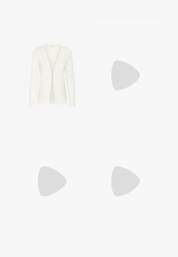 Valkoinen neuletakki pehmeästä kankaasta, jossa on pitkät hihat, avoin etuosa ja hienovarainen rakenne. Nappeja tai kiinnityksiä ei ole näkyvissä.; Bershka SHORT SLEEVES WITH A ROUND NECK - T-paita - dark green; Beige leve trousers yang lebar terbuat dari kain halus. Memiliki penutupan kancing di depan dan saku samping. Desain dijahit dengan lipatan yang tertekan.; adidas Originals HANDBALL SPEZIAL - Matalavartiset tennarit - earth strata/off white