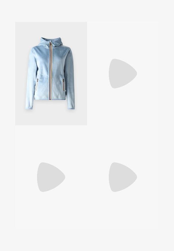 K-Way DOUBLE - Felpa con zip - blue a; T-shirt bianco a maniche corte con righe orizzontali blu navy, con logo "Tommy Hilfiger" ricamato sul petto. Design classico con collo a giro.; Gonna bianca plissettata con elastico nero in vita che presenta il logo "LACOSTE". Design di lunghezza media con texture morbida.; Sneaker bianchi in pelle con suola spessa bianca, accento in suede nero sul tallone e logo impresso sul lato. Design con lacci e sei fori per i lacci.