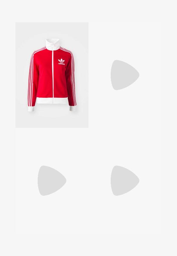 adidas Originals CLASSIC - Lukuga pusa - better scarlet/white; adidas Originals 3 STRIPE - Trükipildiga T-särk - better scarlet; adidas Originals FIREBIRD - Dresside alumine osa - better scarlet   white; adidas Originals GAZELLE W - Tossud - scarlet/glow pink/gold coloured
