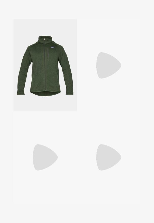 Green fleece zip-up jacket featuring a high collar, side pockets, and a chest pocket with a zipper. Made of textured, warm fabric.; White cotton t-shirt with short sleeves, round neckline, and a small black Columbia logo printed on the chest. Smooth texture.; Gray, lightweight, elastic waist pants with adjustable drawstring; tapered legs; smooth texture; includes logo detail on the side.; Salomon SPEEDCROSS 6 GTX - Hiking shoes - gull/white pepper/black