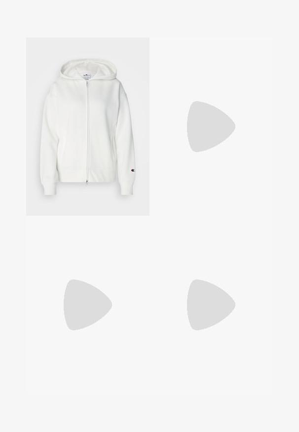 Balts zip-up kapuce, kas izgatavota no mīkstas auduma, ar kapuci, ribotām aprocēm un mazu logo uz kreisā piedurknes. Gluda tekstūra ar brīvu piegriezumu.; Balts bezpiedurkņu sporta tops ar apaļu kaklu, gludu tekstūru un nelielu toņu logo uz krūtīm. Tieša apakšmala jostasvietā.; Pelēki legingi ar paplašinātu apakšpusi, izgatavoti no gluda, elastīga materiāla, ar augstu vidukli un bezšuvju konstrukciju.; Baltas sporta apavi ar acs audumu, gumijas zoli un trim svītrām dizainā. Šņores tiek regulētas; redzams gaiši pelēks un piparmētru zaļš apģērbs.