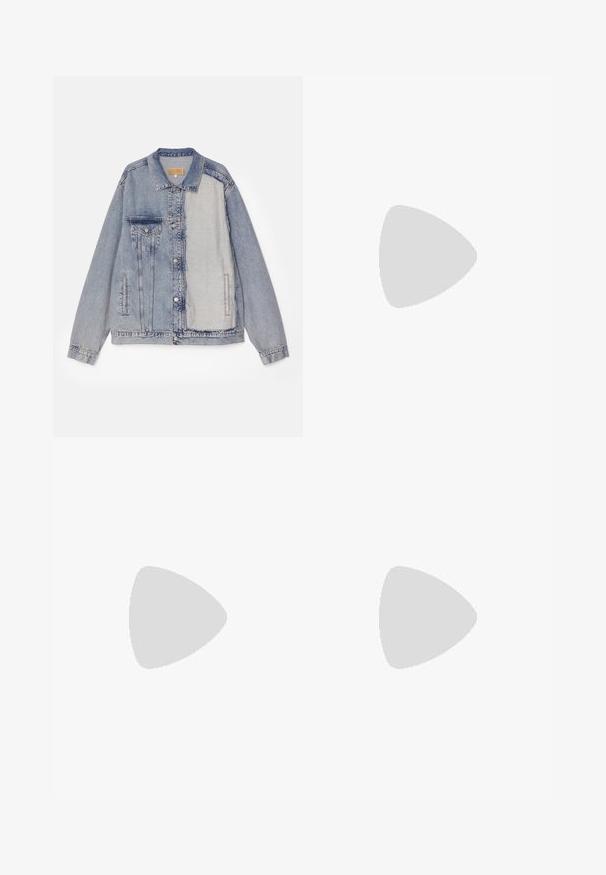 Light blue denim jacket featuring a mix of shades, classic collar, front pockets, and long sleeves with a slightly distressed texture.; Billionaire Boys Club ARCH LOGO - Print T-shirt - white; Black athletic shorts with an elastic waistband, knee-length design, smooth texture, and a small logo detail on the lower side.; Filling Pieces SPRINTER DICE UNISEX - Trainers - white