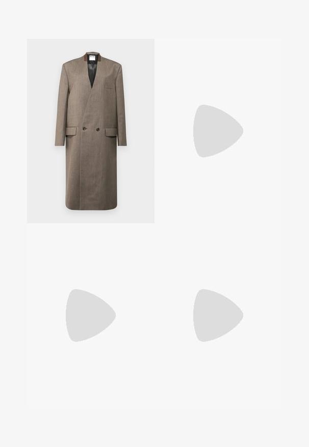 Cappotto di lana marrone con design doppiopetto, colletto a rever, due tasche frontali e una superficie liscia. Interno foderato e taglio su misura.; T-shirt bianco in cotone con scollo rotondo, maniche corte e vestibilità rilassata. Design semplice e privo di ornamenti con una texture liscia.; Gonna avvolgente a quadri con un motivo a check rosso, blu e giallo, dotata di una cintura elastica rosa e dettaglio con fiocco. L'orlo sfrangiato aggiunge texture.; Stivale alla caviglia in pelle verniciata nera con cuciture bianche, punta arrotondata e tacco a blocco. Presenta linee di design curve e una texture liscia.