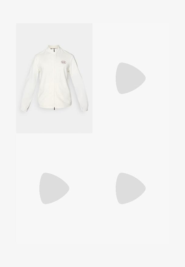 EA7 Emporio Armani GOLF PRO - Training jacket - star white; EA7 Emporio Armani TENNIS PRO TEE - Sports T-shirt - white; Sergio Tacchini GIARDINO - Sports shorts - navy/white; adidas Performance ADIZERO BOSTON 13 - Road running shoes - core black/white/grey five