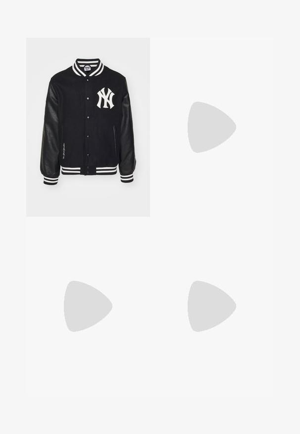 New Era MLB NEW YORK YANKEES VARSITY  - Club wear - black/white; White cotton T-shirt featuring a black Adidas logo at the center. Short sleeves and a crew neck design. Smooth texture.; Black denim shorts with a straight cut, standard five-pocket design, button closure, and a textured fabric finish.; Light cream sneaker with black three-stripe design, textured upper, round toe, and gum sole. Features laces and branding on side.