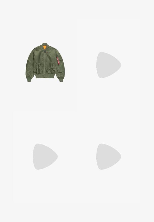 Olive green bomber jacket with a zip front, ribbed cuffs and waistband, two side pockets, and an orange lining; features a pocket with red detailing.; Long-sleeve white cotton t-shirt with a round neckline, loose fit, and ribbed cuffs. Plain design, no graphics or patterns.; Black denim cargo pants featuring a relaxed fit, visible stitching, front and side pockets, and a loop on the thigh for utility.; Tan suede ankle boot with black padded collar, gold metal eyelets, white stitching detailing, and rugged rubber sole with pronounced treads.