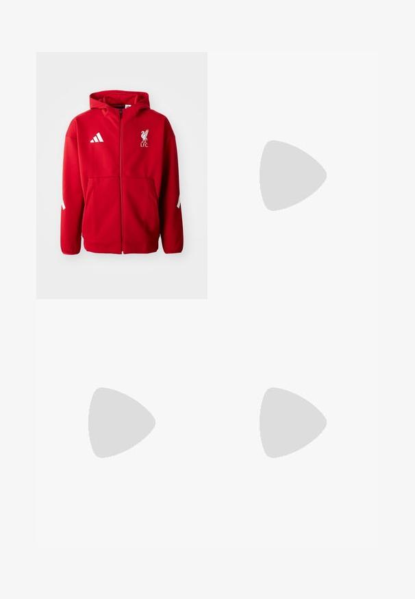 adidas Performance LIVERPOOL FC ADIDAS Z.N.E. ANTHEM JACKET - Treningsjakke - strawberry red; adidas Performance TRAIN ESSENTIALS BASE 3-STRIPES - T-skjorte til trening - pure ruby/black; Sorte treningsbukser med en elastisk midje, hvite side.striper og en liten hvit logo på låret. Laget av et glatt, lett materiale.; Sorte joggesko med teksturert mesh-overdel, hvite aksentstriper, en polstret såle og en forsterket hæl for støtte.